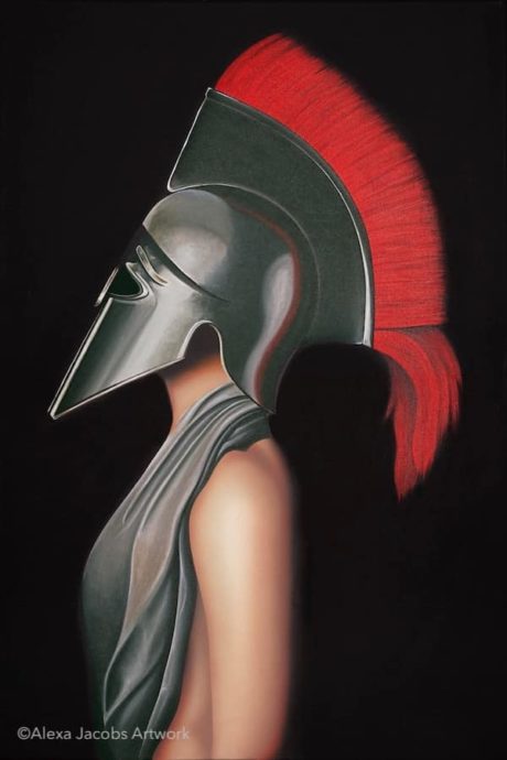 Large female spartan painting by Alexa Jacobs