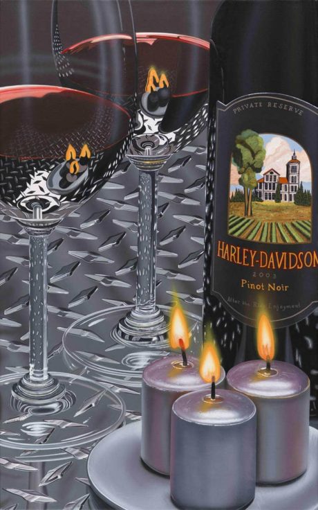 harley wine painting, Hot Diamonds by artist Scott Jacobs