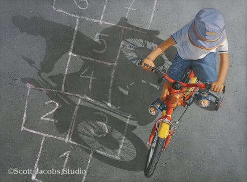 Scott Jacobs' second Shadow Series painting, "And So It Begins"