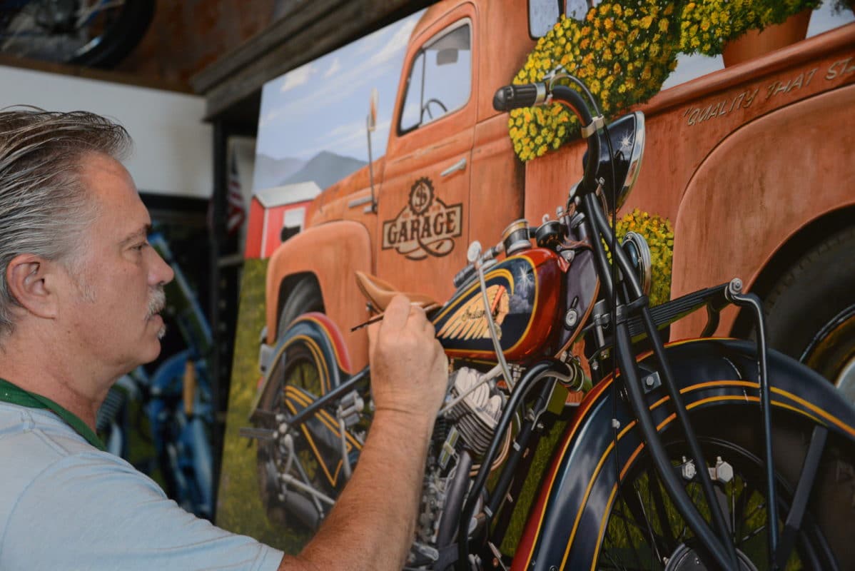 Scott finishing up the Sturgis Motorcycle Rally Painting