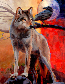 raven and wolf painting by Danial James