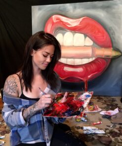 alexa jacobs creating her new bullet and lips painting, Bite Me