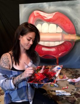 alexa jacobs creating her new bullet and lips painting, Bite Me