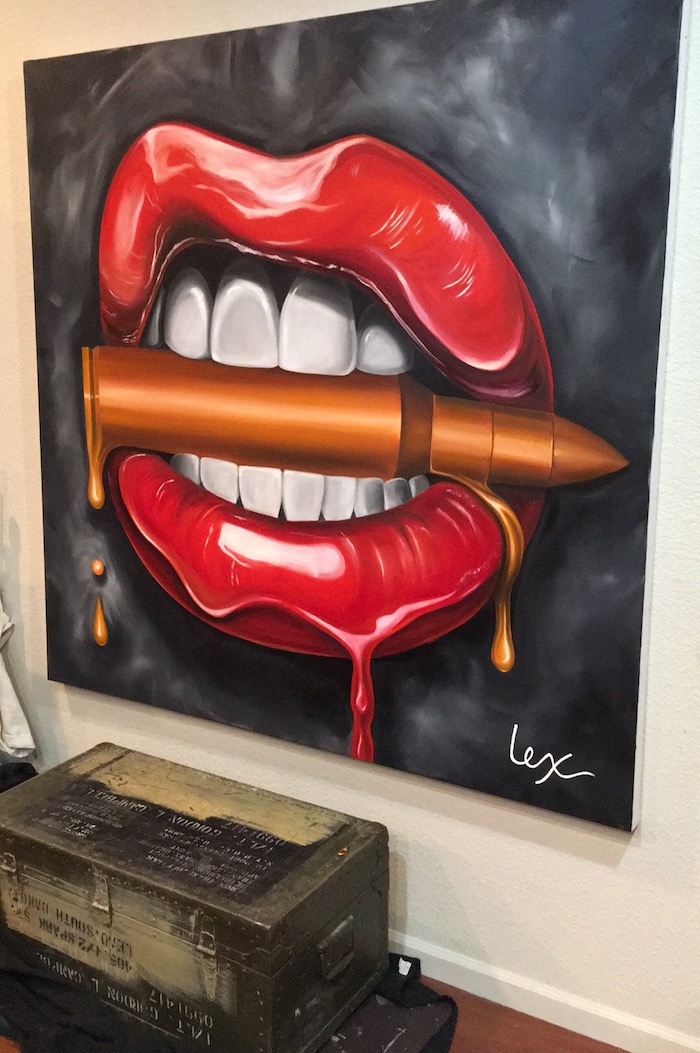 almost finished Bite Me painting by Alexa Jacobs