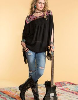 two lane highway poncho in black by double d ranch