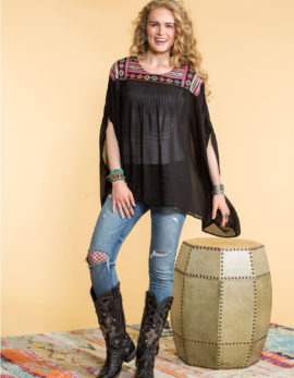 Two Lane Poncho in Black by Double D Ranch at Scott Jacobs Studio.