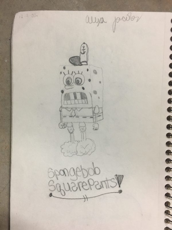 drawing of Spongebob by Alexa Jacobs at age eleven