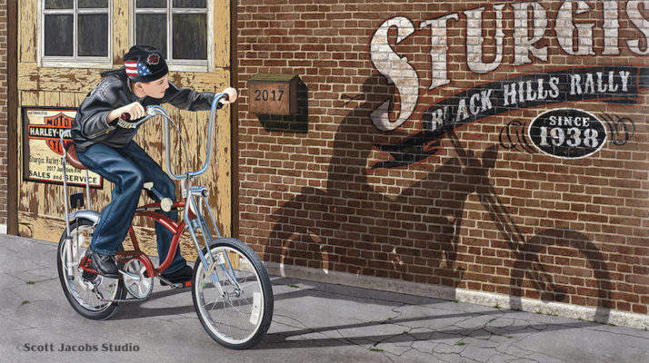 2017 Sturgis rally painting The Riding's on the Wall by artist Scott Jacobs
