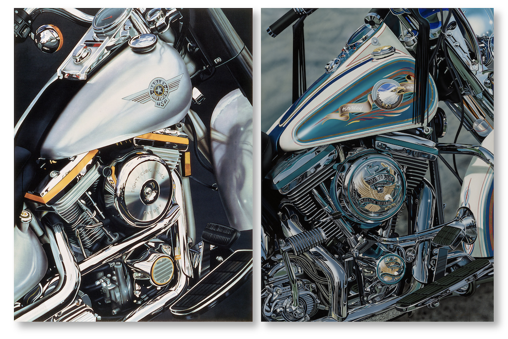 scott jacobs' first two harley-davidson paintings, Fat Boy and Live to Ride