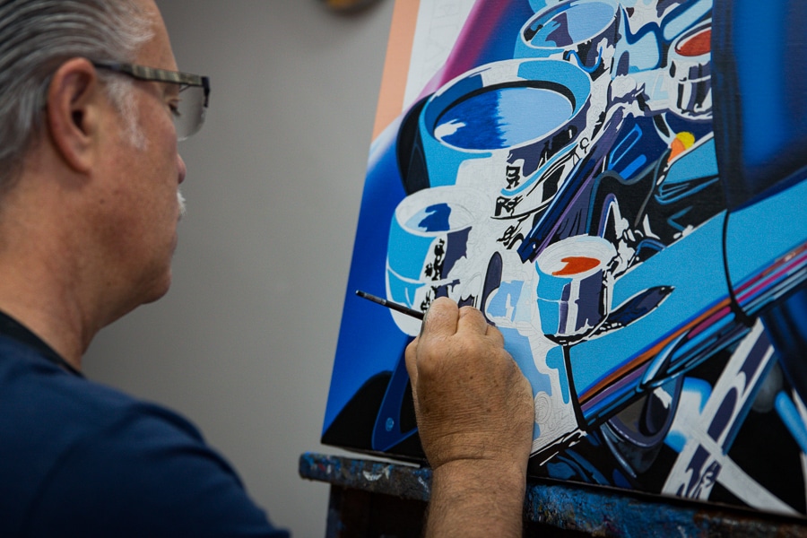 artist scott jacobs painting his sturgis motorcycle rally painting