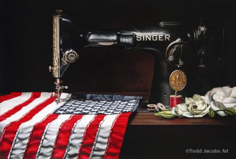 Todd Jacobs painting "Freedom Song" of a Singer sewing machine