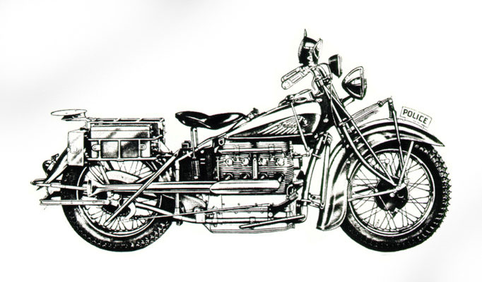 vintage indian motorcycle as police bike