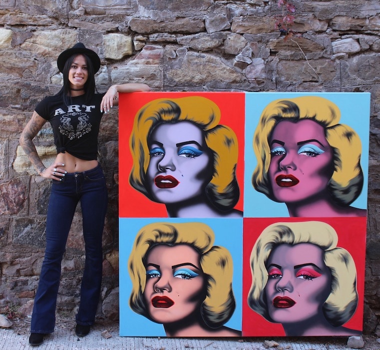 alexa jacobs with her painting My Marilyn