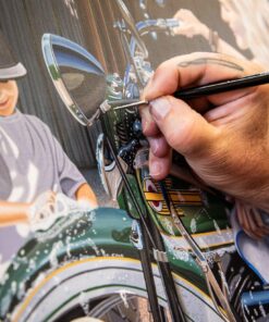 scott's hand working on his sturgis rally painting, Moments Like These