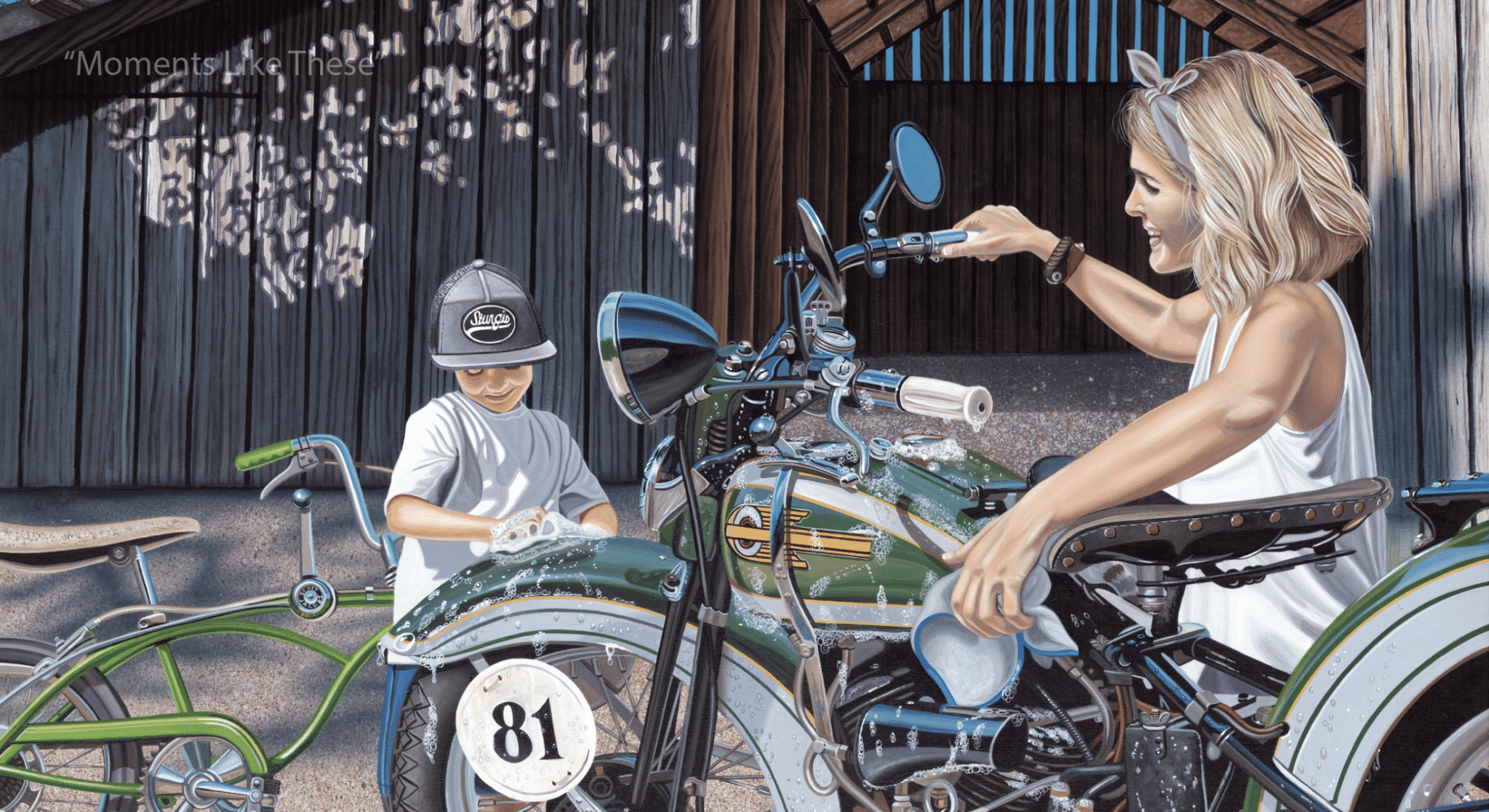 Scott Jacobs' motorcycle painting, Moments Like These