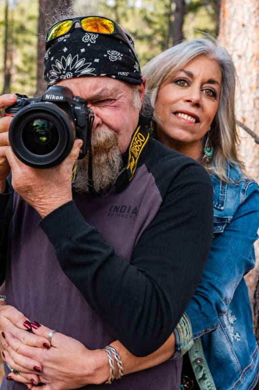wildlife and motorcycle photographer, Buck Lovell with his wife Traci