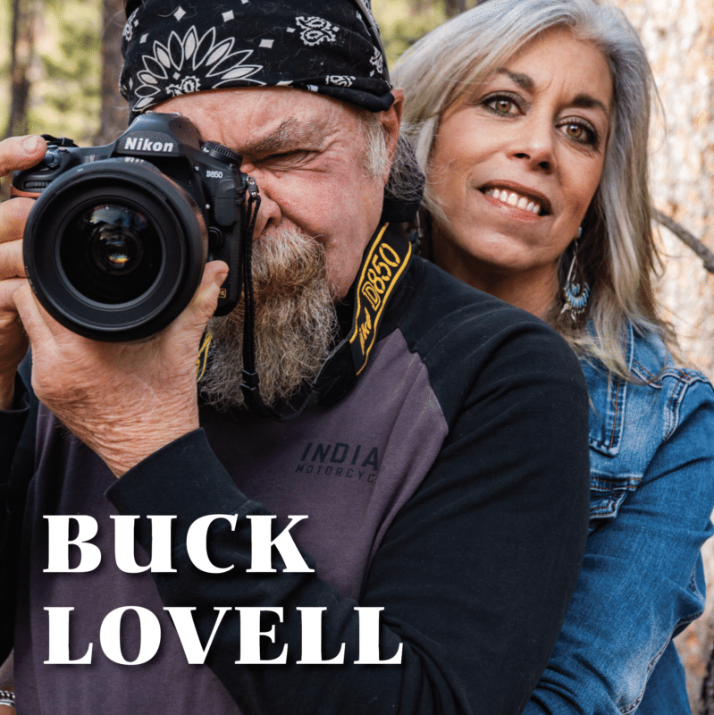 wildlife and motorcycle photographer, Buck Lovell with his wife Traci