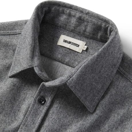 the utility shirt by taylor stitch in ash grey donegal wool