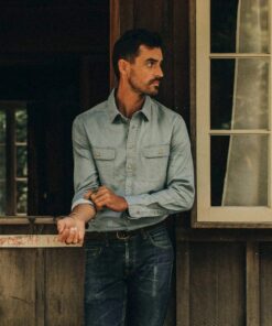 the ledge shirt in bleached chambray by taylor stitch