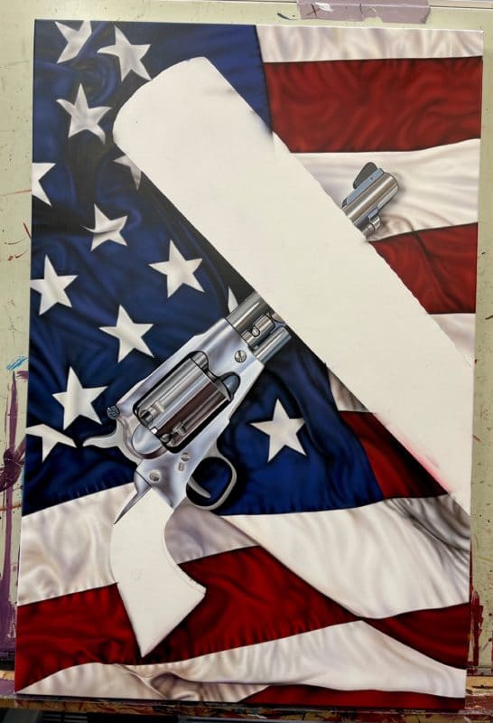work in progress of "We The People", a patriotic painting by scott jacobs