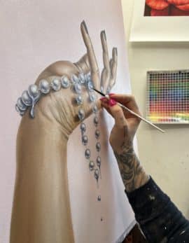 alexa jacobs painting a surrealist hand called drip