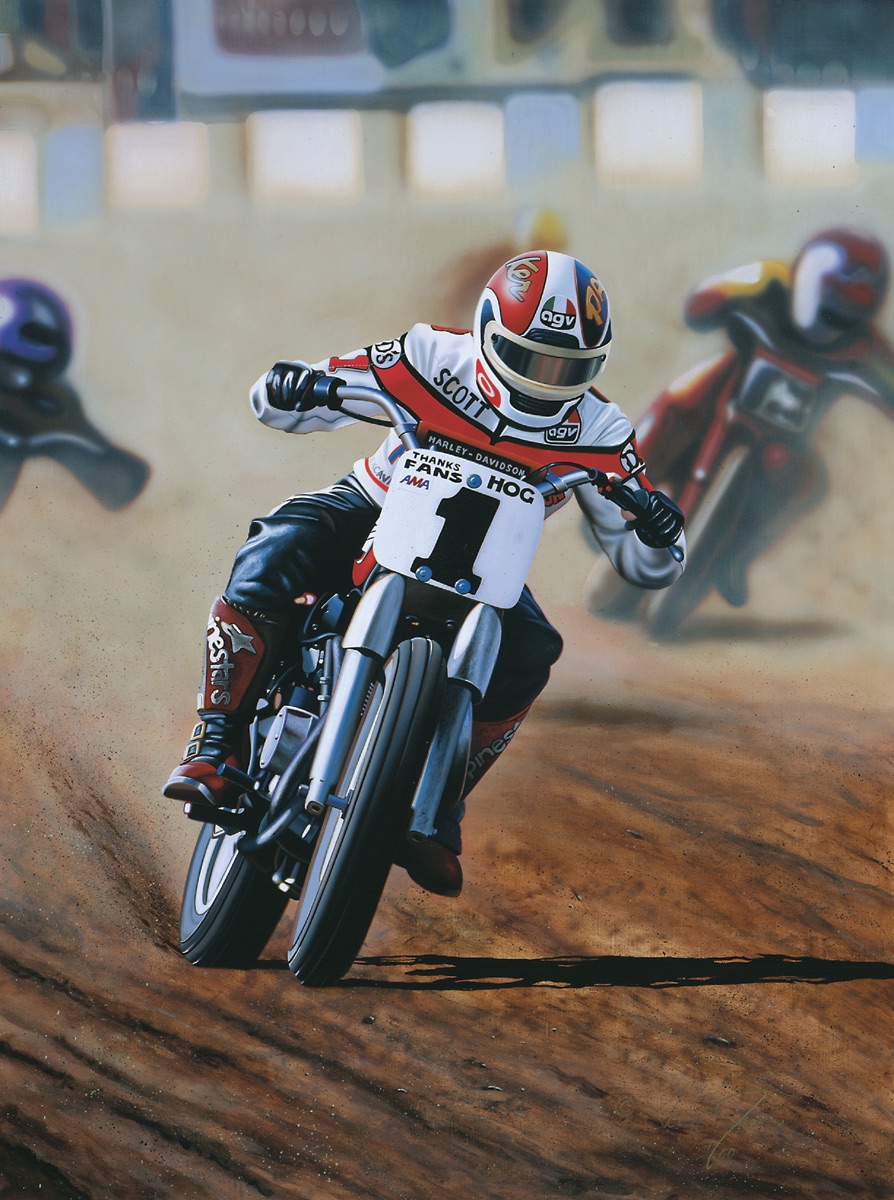 painting by Scott Jacobs of scotty Parker dirt track racing