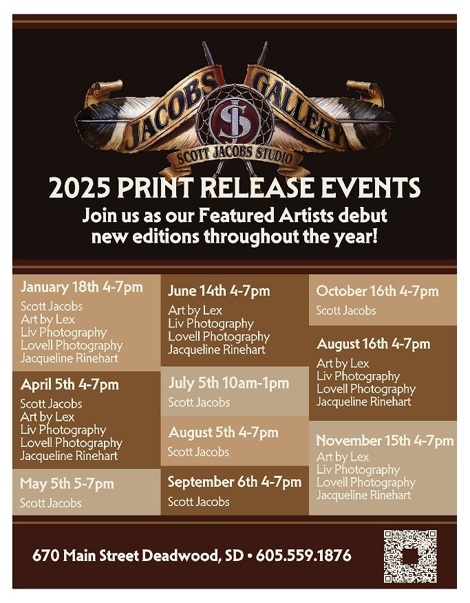 schedule of Jacobs gallery in deadwood new release events for 2025