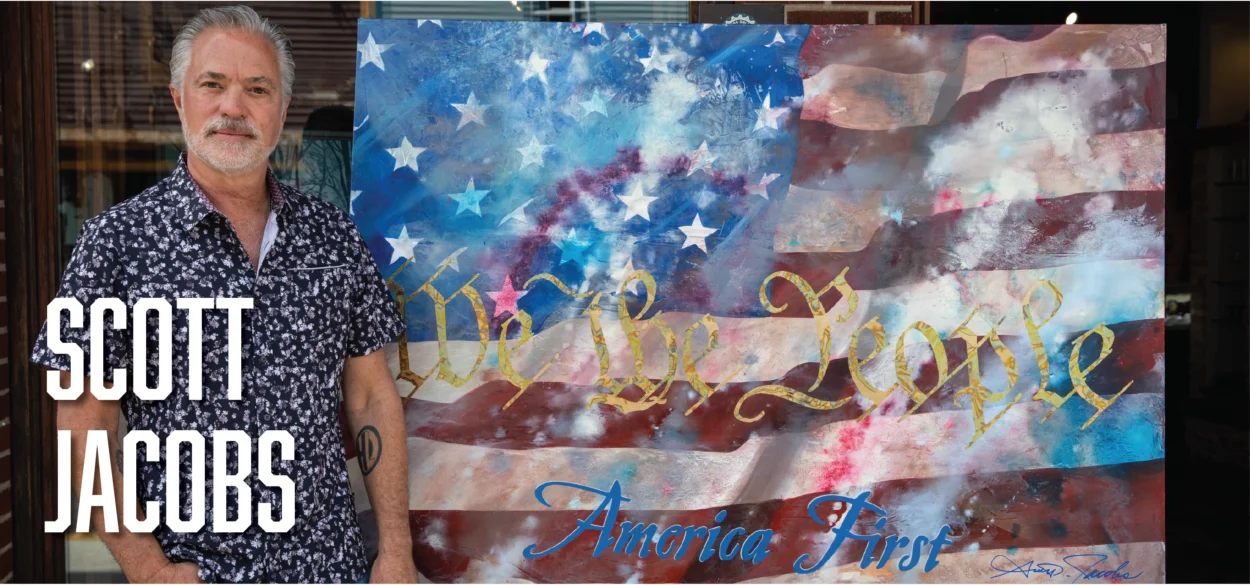 scott-jacobs-art artist Scott Jacobs standing outside Jacobs Gallery deadwood