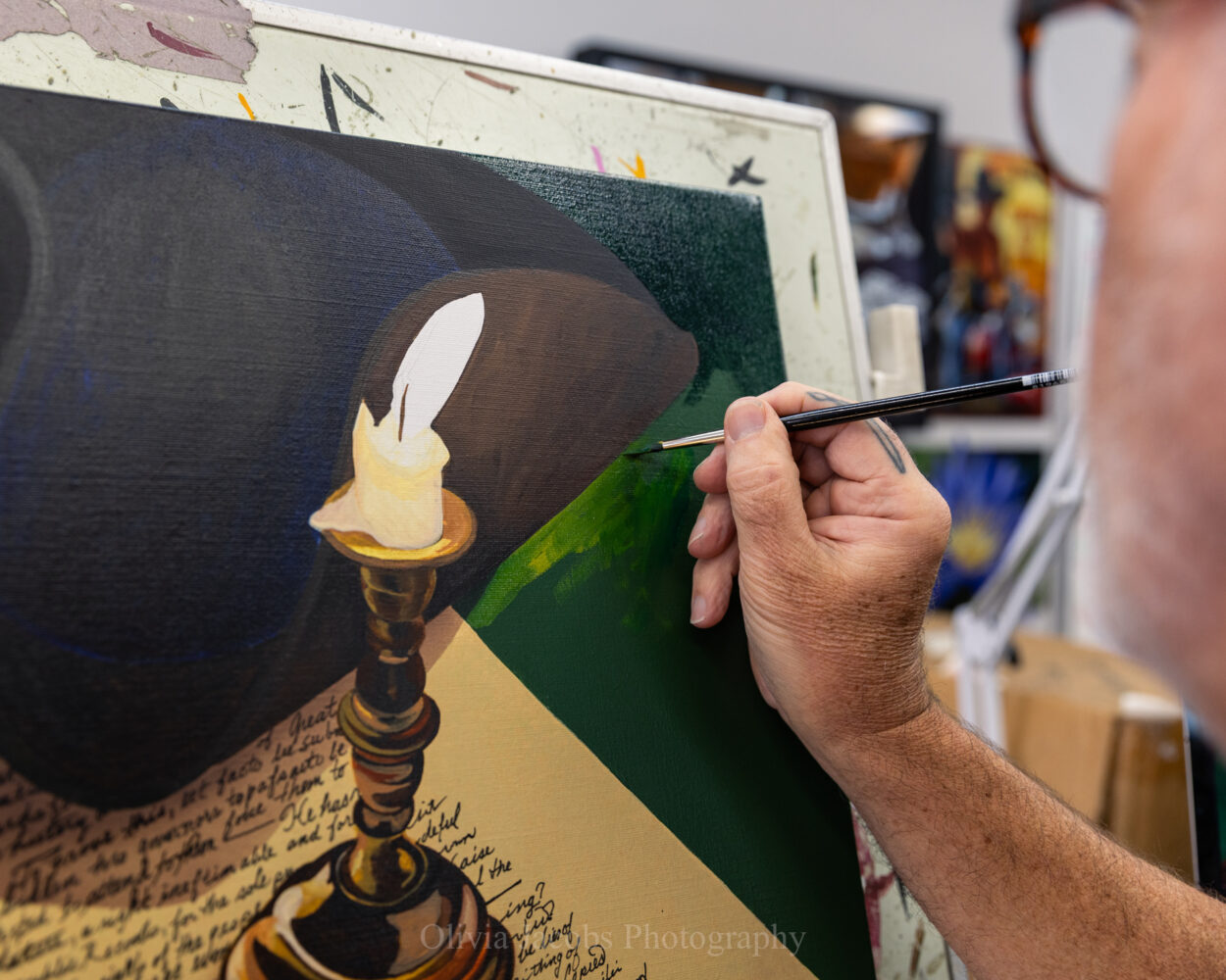 Scott Jacobs painting "the moment of freedom" America's 250th anniversary painting in deadwood