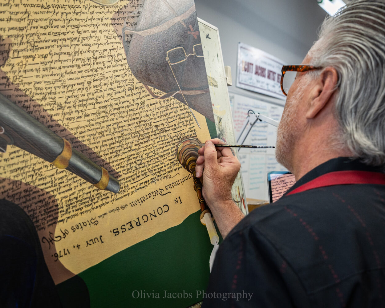 Scott Jacobs working on "the moment of freedom" the 250th anniversary White House painting