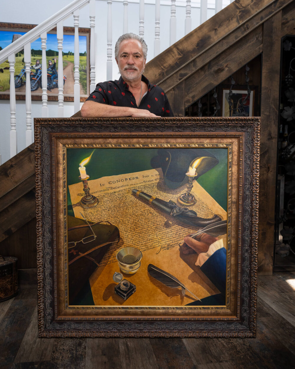 Scott jacobs with America's official 250th birthday painting, the moment of freedom