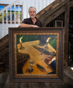 Scott Jacobs with his 250th anniversary painting "the moment of freedom"