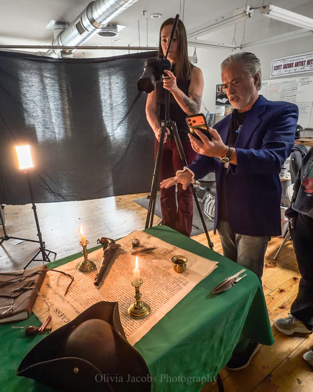 Olivia jacobs and Scott Jacobs during the photoshoot for the White House 250th anniversary painting